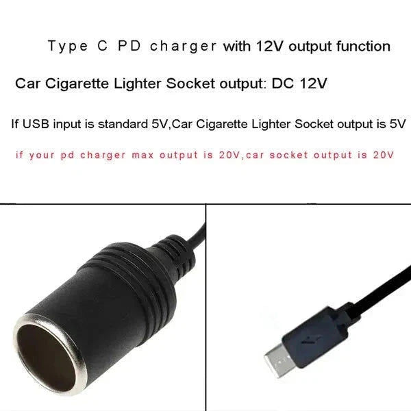 Elektroniktrade USB-C PD Typ-C Stecker auf 12V Zigarettenanzünderbuchse 30/50/100/300 cm elektroniktrade Switzerland