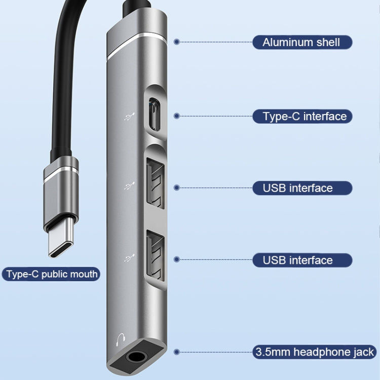 Elektroniktrade USB-C / Type-C auf 3,5 mm + 2USB + Type-C HUB-Dockingstation (Grau) Elektroniktrade Switzerland
