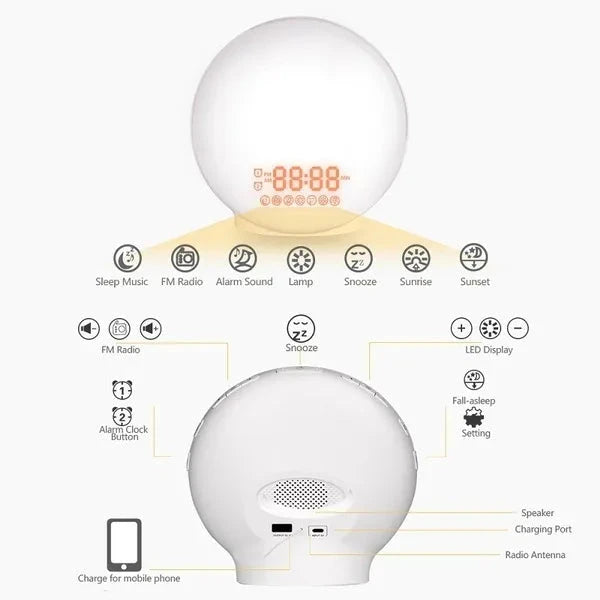 Elektroniktrade WiFi Smart Sunrise Wake Up Licht USB Wecker - Tuya/Smart Life Kompatibel Elektroniktrade Switzerland