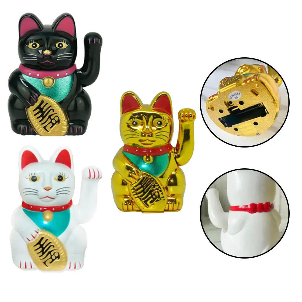 Elektroniktrade Winkekatze in Schwarz, Weiss, Gold Grösse  8.2x8.2x13,0cm Elektroniktrade Switzerland