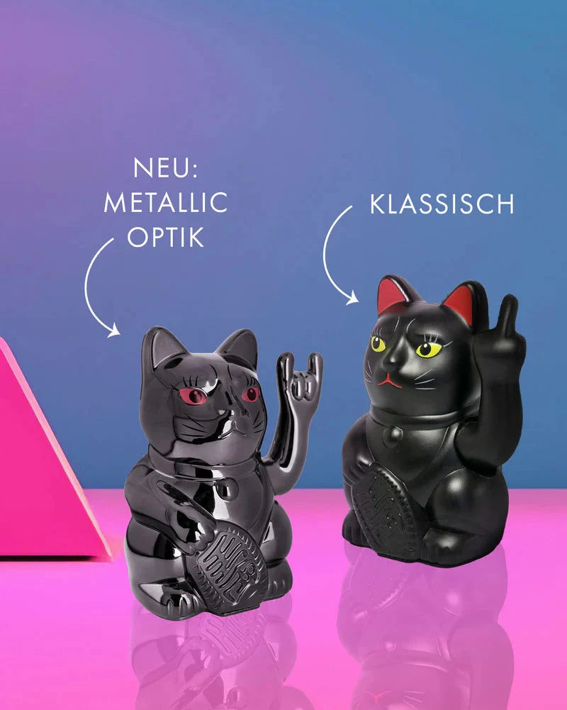 elektroniktrade Winkekatze - ROCK CAT - SHINY BLACK Metallic glänzend elektroniktrade Switzerland