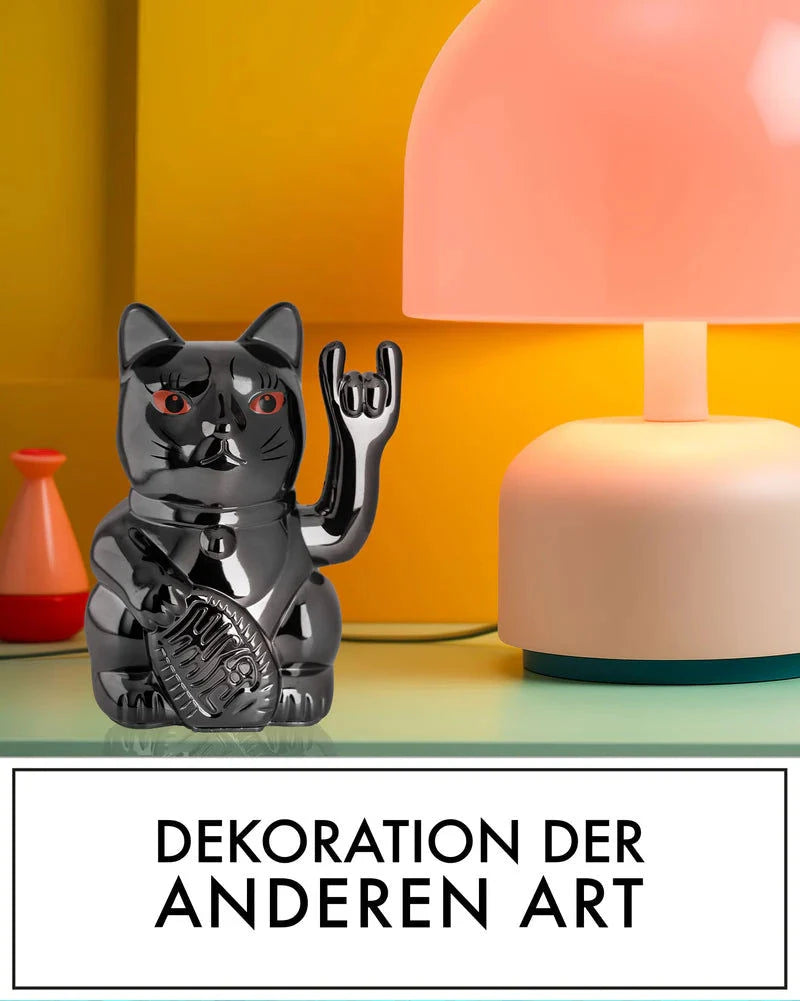 elektroniktrade Winkekatze - ROCK CAT - SHINY BLACK Metallic glänzend elektroniktrade Switzerland