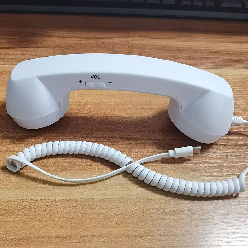 Neuer Retro Telefon Hörer - Kopfhörer mit Typ-C Stecker in Weiss