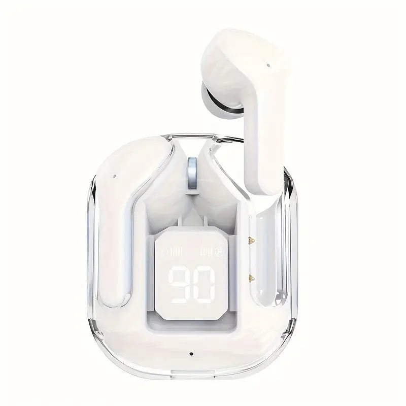 TWS Bluetooth Kopfhörer, 5,3 Transparente TWS Silikon-In-Ear-Weiß + Schutzhülle