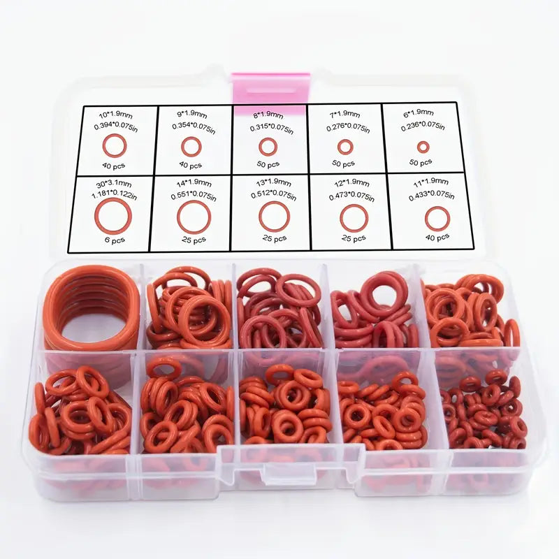 O-Ring Set – 351 Stück oder Einzel (Rot, 10 Größen) Ideal für Reparaturen