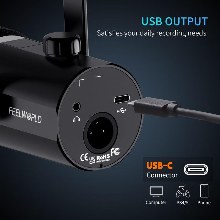 FEELWORLD FEELWORLD PM1-AS Dynamisches XLR/USB-Mikrofon für Podcasting, Aufnahme, Gaming, Live-Streaming mit Galgenarm, PM1-AS Elektroniktrade Switzerland