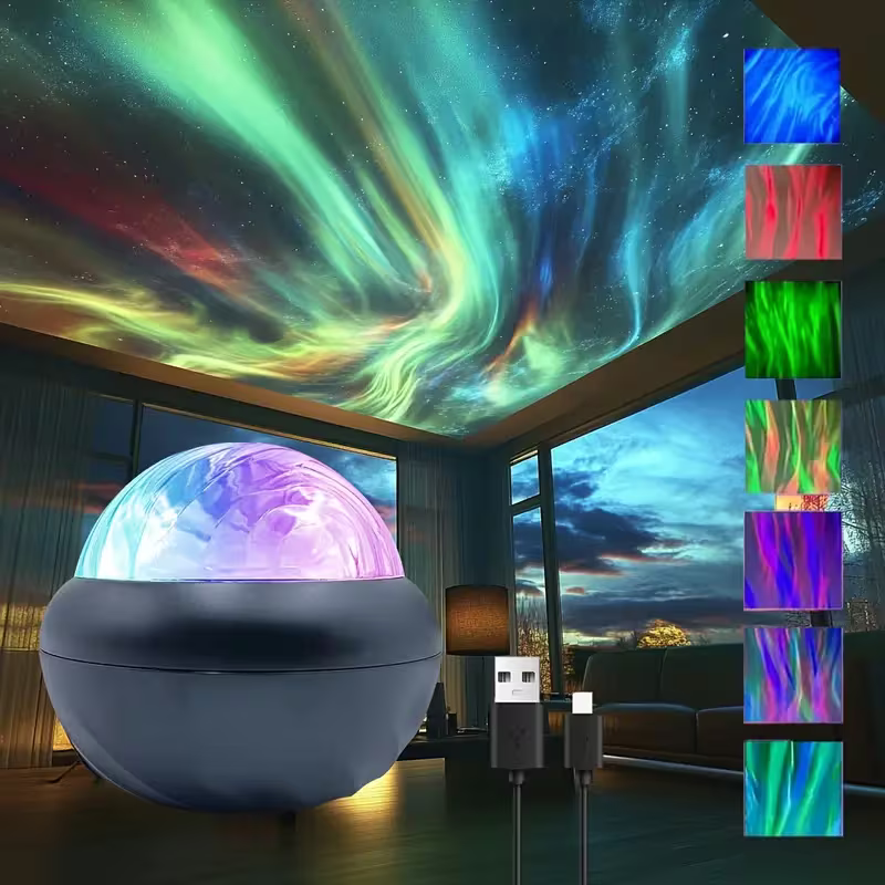 Nordlichter & Galaxie Projektor, Dual-Modus für Schlafzimmer/Party/Kinderzimmer USB)