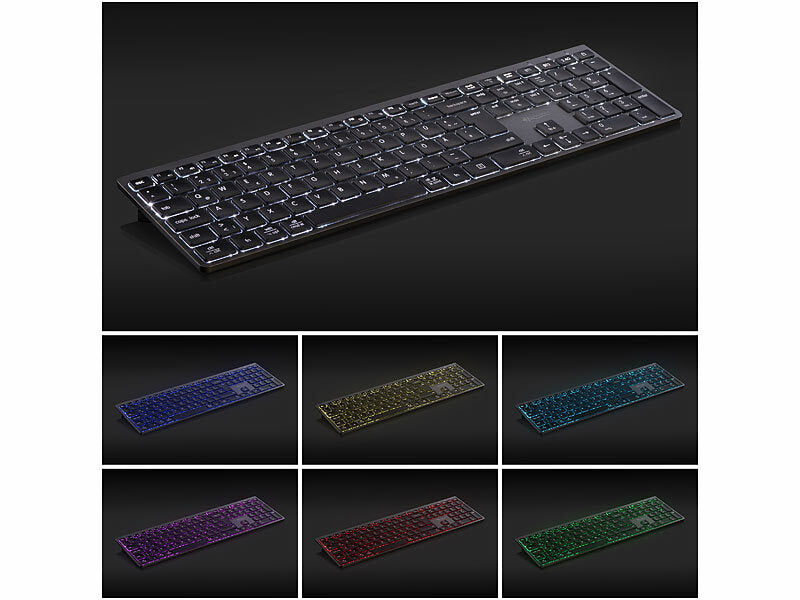 GeneralKeys Akku-Funktastatur mit Bluetooth, Scissor, 7 Farben, deutsch-SCHWEIZ Elektroniktrade Switzerland