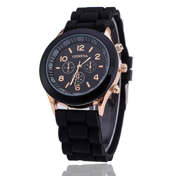 Geneva Quartz Watch Armbanduhr mit Silikonband Elektroniktrade Switzerland