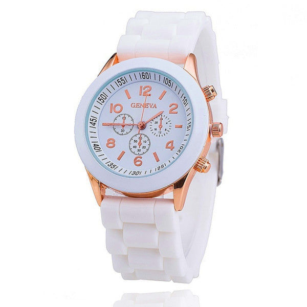 Geneva Quartz Watch Armbanduhr mit Silikonband Elektroniktrade Switzerland