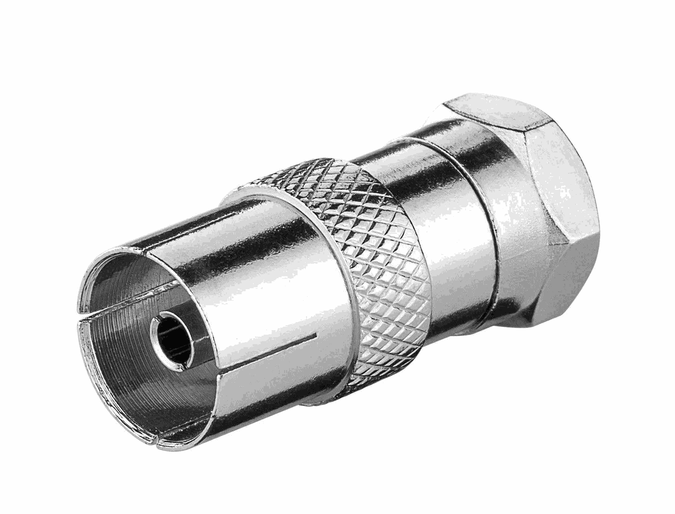 Goobay F-Adapter: F-Stecker > Koax-Buchse Elektroniktrade Switzerland
