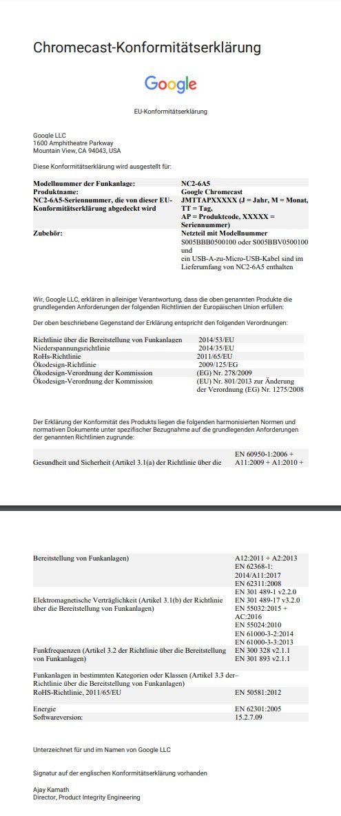 Google Google Chromecast USB Netzteil 5V Ideal für diverse USB Geräte Elektroniktrade Switzerland