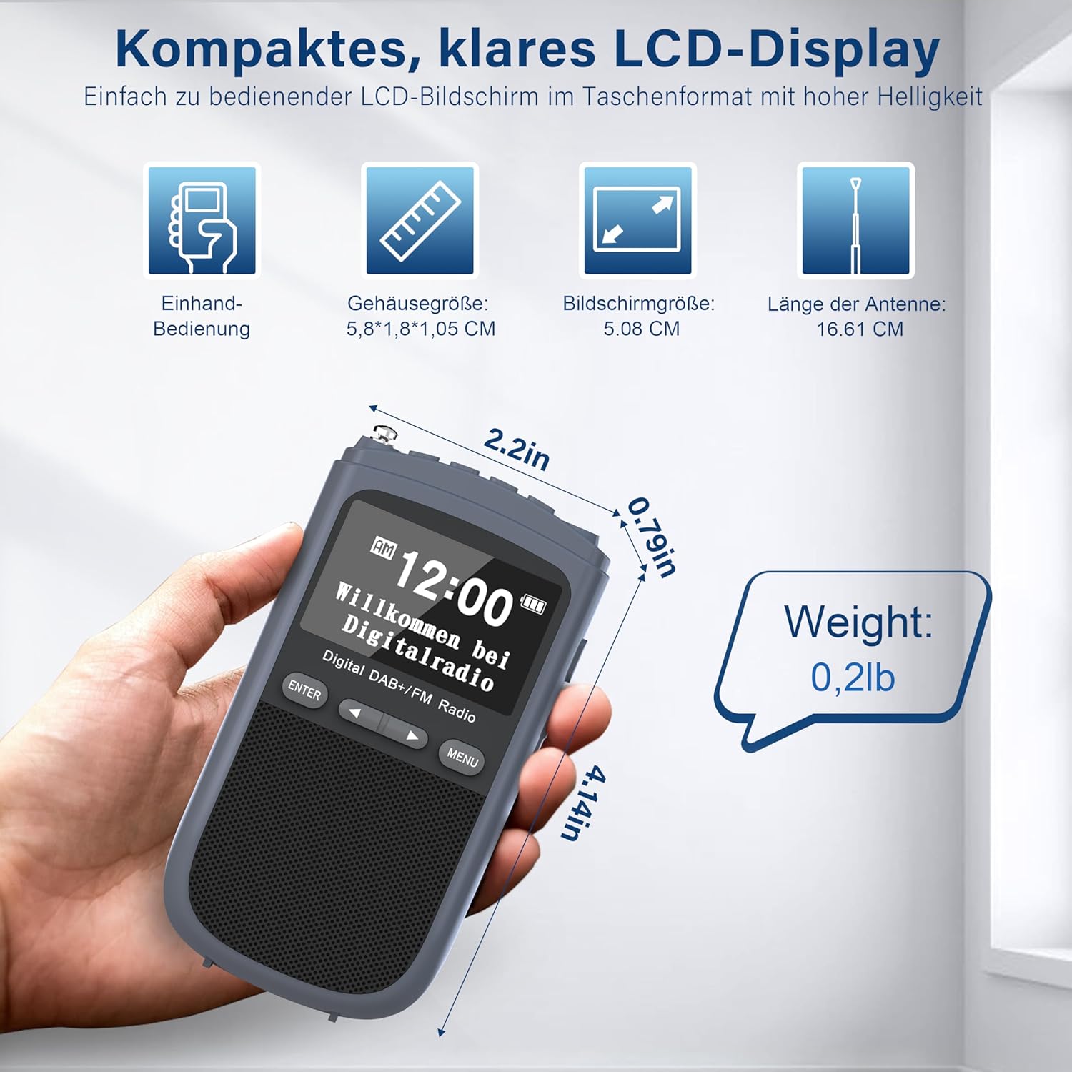Greadio DAB+/FM Radio mit Kopfhörer,LCD-Display,Wecker,Uhr,Schlafzeit-Timer Elektroniktrade Switzerland