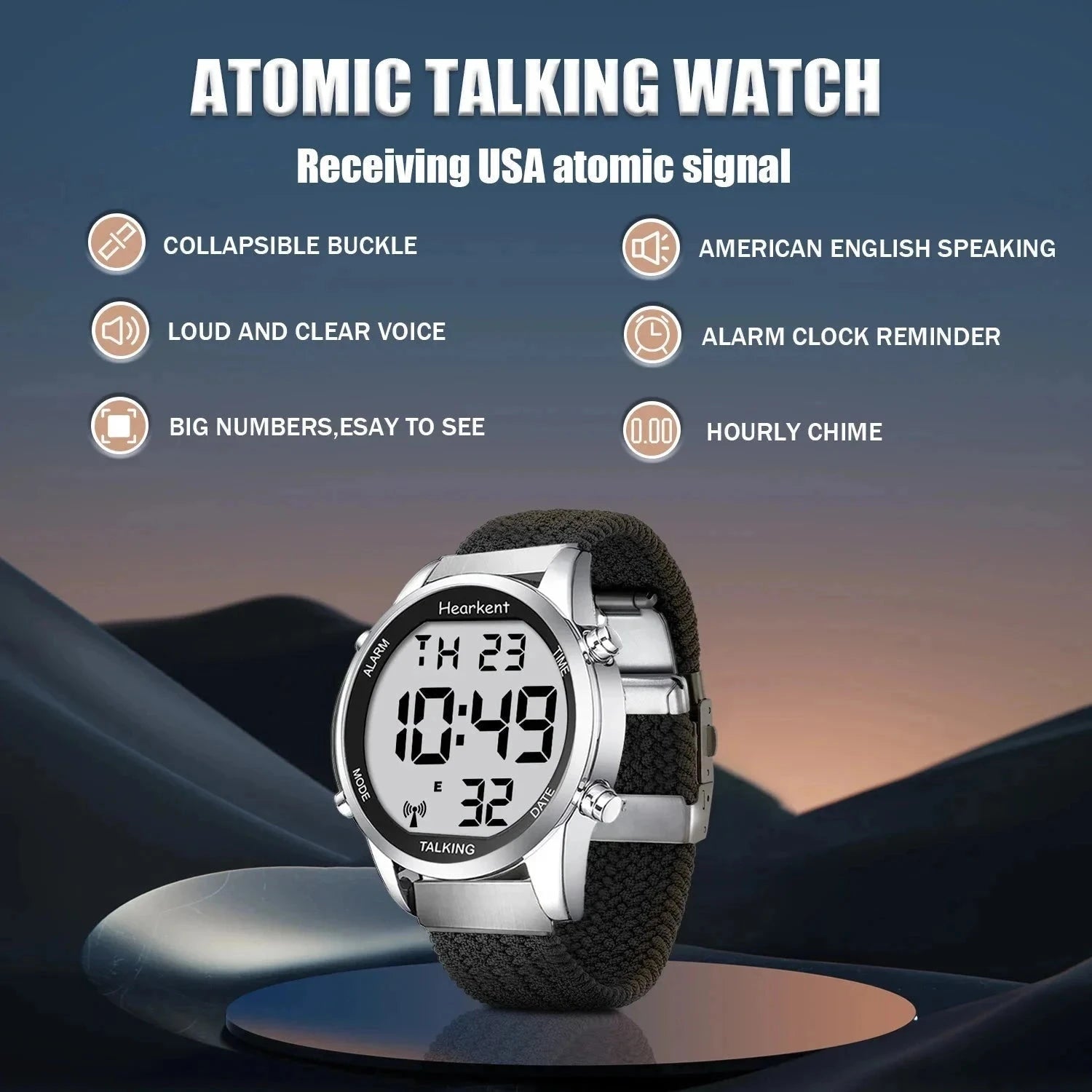 Hearkent Sprechende Uhr für Blinde und Senioren – Digital-Armbanduhr mit Sprachausgabe elektroniktrade Switzerland