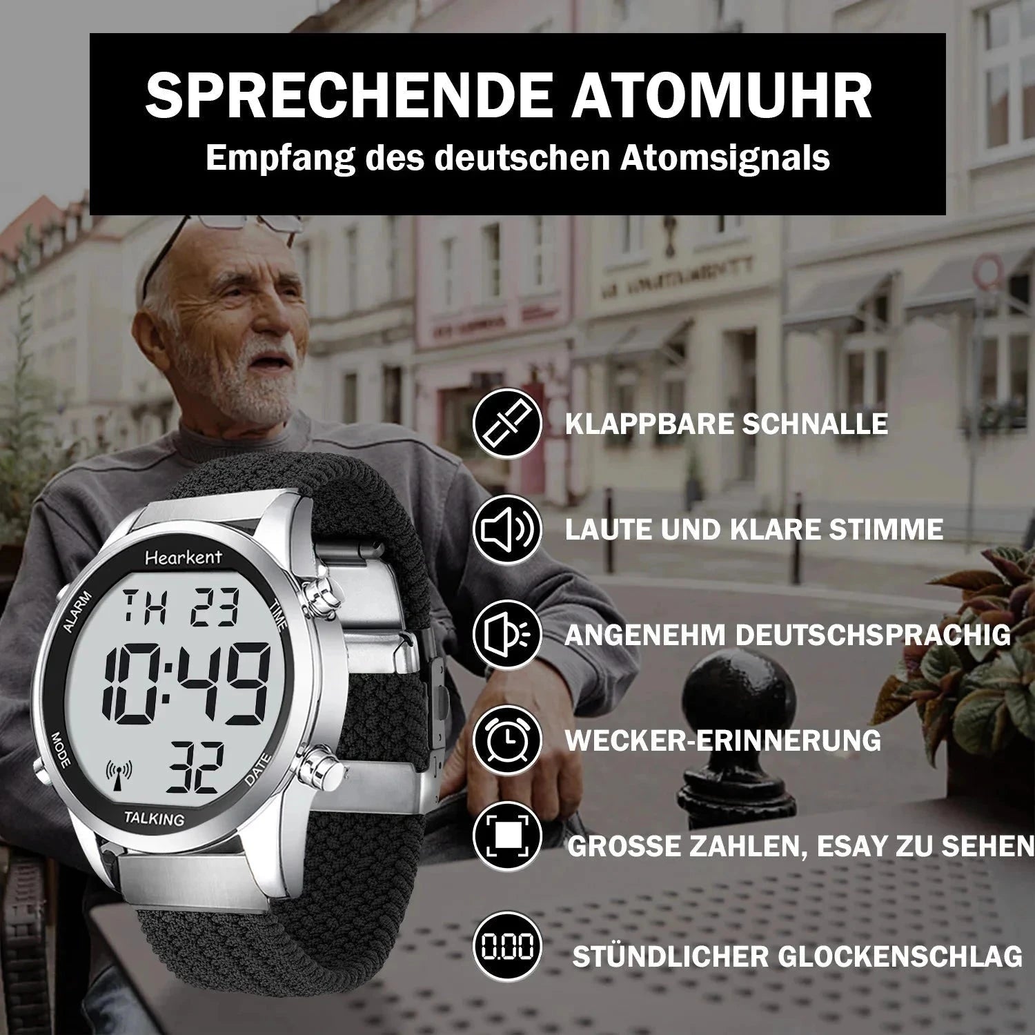 Hearkent Sprechende Uhr für Blinde und Senioren – Digital-Armbanduhr mit Sprachausgabe elektroniktrade Switzerland