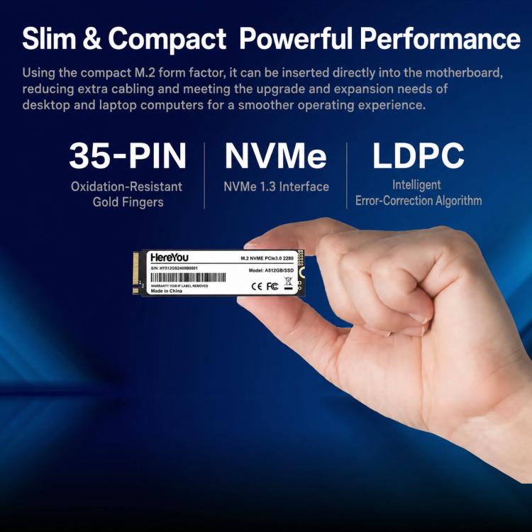 HereYou HereYou M.2 NVMe PCIe 3.0 SSD 2280 Interne Solid-State-Festplatte für Laptops, 128GB, 256GB, 512GB, 1TB elektroniktrade Switzerland
