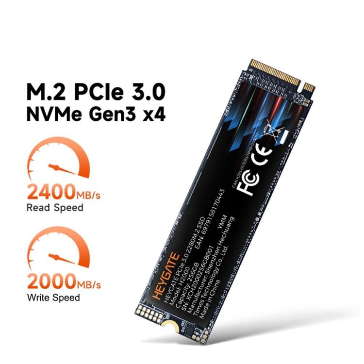HEYGATE 💾 HEYGATE H2000 M.2 NVMe SSD PCIe 3.0 – 256 GB / 512 GB – bis 2400 MB/s elektroniktrade Switzerland
