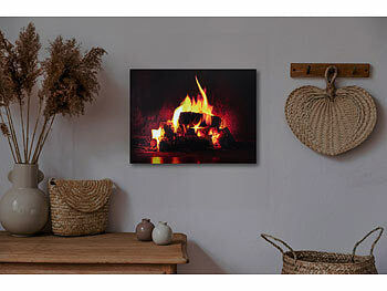 infactory infactory LED Bild Kaminfeuer: Animiertes LED-Wandbild "Kaminfeuer", 40 x 30 cm Elektroniktrade Switzerland