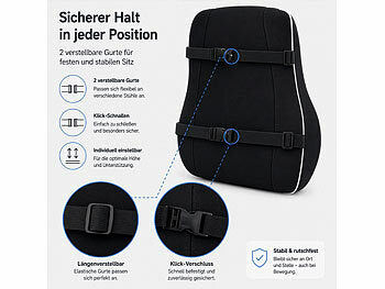 infactory infactory Lordosekissen: Ergonomisches Rückenkissen aus Memory-Foam, waschbarer Bezug, 2 Gurte elektroniktrade Switzerland