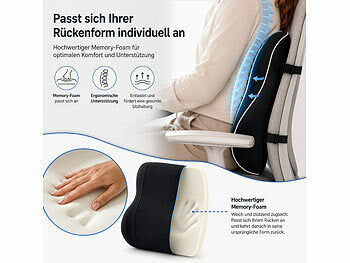 infactory infactory Lordosekissen: Ergonomisches Rückenkissen aus Memory-Foam, waschbarer Bezug, 2 Gurte elektroniktrade Switzerland
