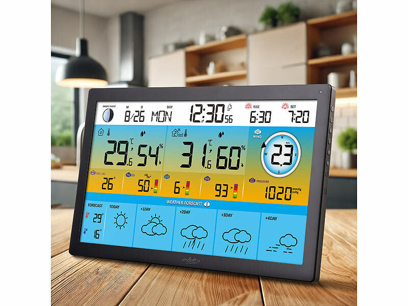 infactory Jumbo-Funk-Wetterstation mit WLAN, Außensensor, Hygro- und Thermometer Elektroniktrade Switzerland