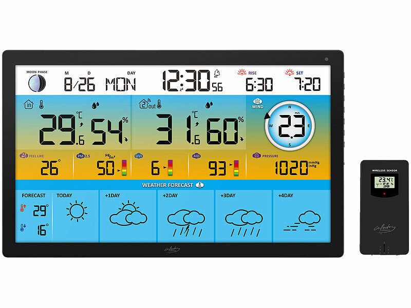 infactory Jumbo-Funk-Wetterstation mit WLAN, Außensensor, Hygro- und Thermometer Elektroniktrade Switzerland