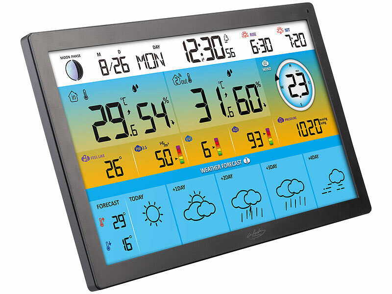 infactory Jumbo-Funk-Wetterstation mit WLAN, Außensensor, Hygro- und Thermometer Elektroniktrade Switzerland
