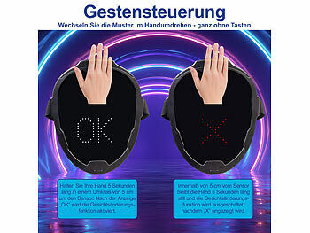 infactory LED-Gesichtsmaske mit Gestensteuerung, 80 Muster, LiPo-Akku, USB-C Elektroniktrade Switzerland