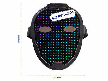 infactory LED-Gesichtsmaske mit Gestensteuerung, 80 Muster, LiPo-Akku, USB-C Elektroniktrade Switzerland