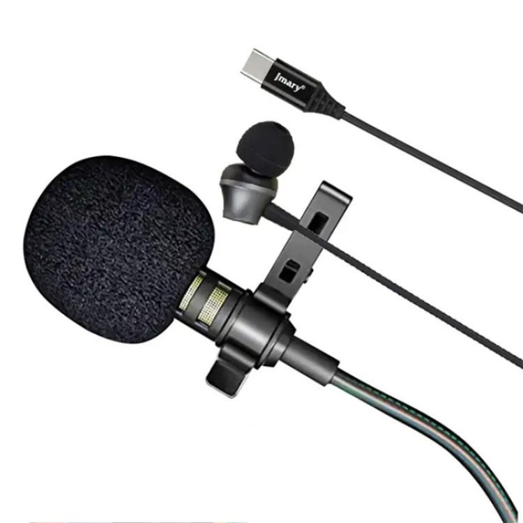 JMARY Lavalier Typ-C-Port-Kabelmikrofon mit In-Ear-Kopfhörer, Länge: 3m Elektroniktrade Switzerland