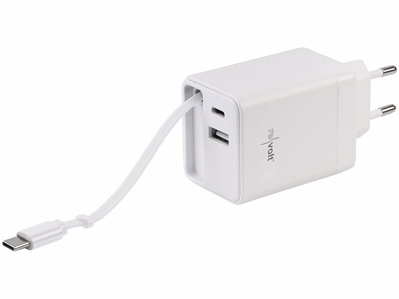 USB-GaN-Netzteil mit 2x USB-C und 1x USB-A, Power Delivery bis 45 Watt
