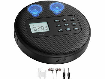 portable CD-Player: auvisio Tragbarer CD-Player mit Akku, Lautsprecher, Bluetooth, USB-Player, 5 W