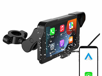 Carplay Motorrad Navis: Lescars Motorrad-Navi-Display mit 5"/12 cm, CarPlay- & Android Auto-kompatibel erhältlich auf eMall