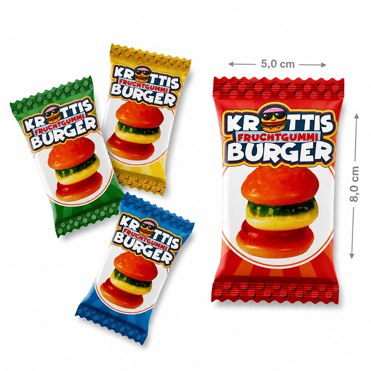 Krottis Krottis Fruchtgummi Burger je 7 g - 1er Pack oder 50er Pack Elektroniktrade Switzerland