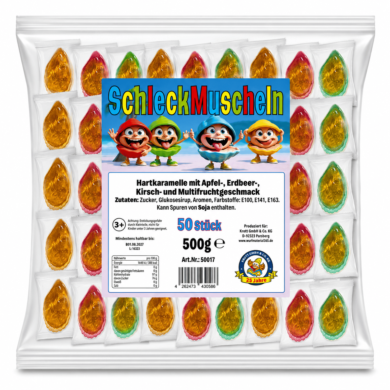 Krottis Schleckmuschel 10g, insgesamt 500g - 1er Pack oder 50er Pack Elektroniktrade Switzerland
