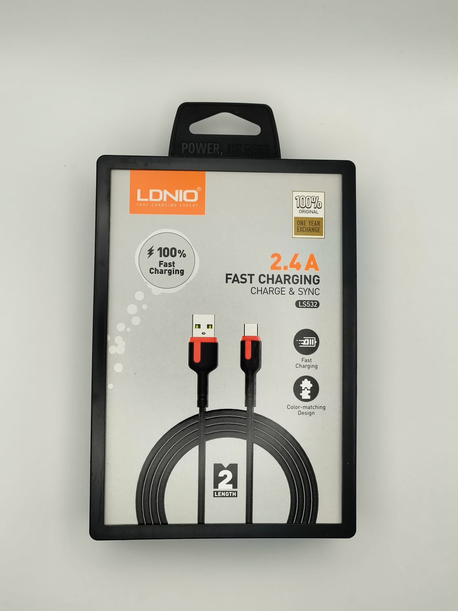 LDNIO LDNIO LS532, USB - USB-C 2m Kabel (Grau-Orange) Elektroniktrade Switzerland