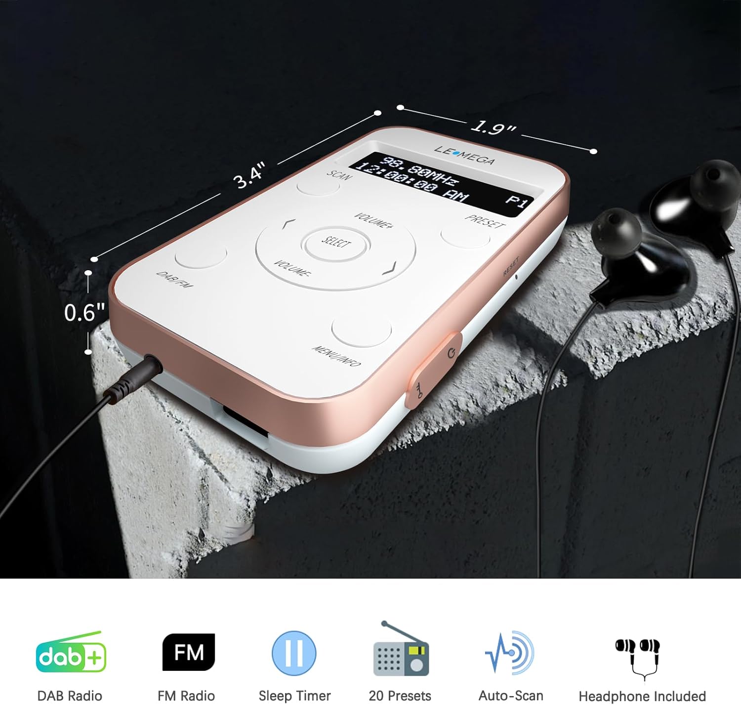 LEMEGA LEMEGA PR1L Taschen-DAB+ Radio, FM-Radio inkl. Kopfhörer Elektroniktrade Switzerland