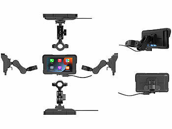 Lescars Motorrad-Navi-Display mit 5"/12 cm, CarPlay- & Android Auto-kompatibel Elektroniktrade Switzerland