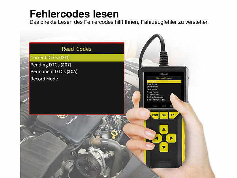 Lescars Professioneller 2in1-OBD2-Scanner und Batterie-Tester, HD-Farbdisplay Elektroniktrade Switzerland