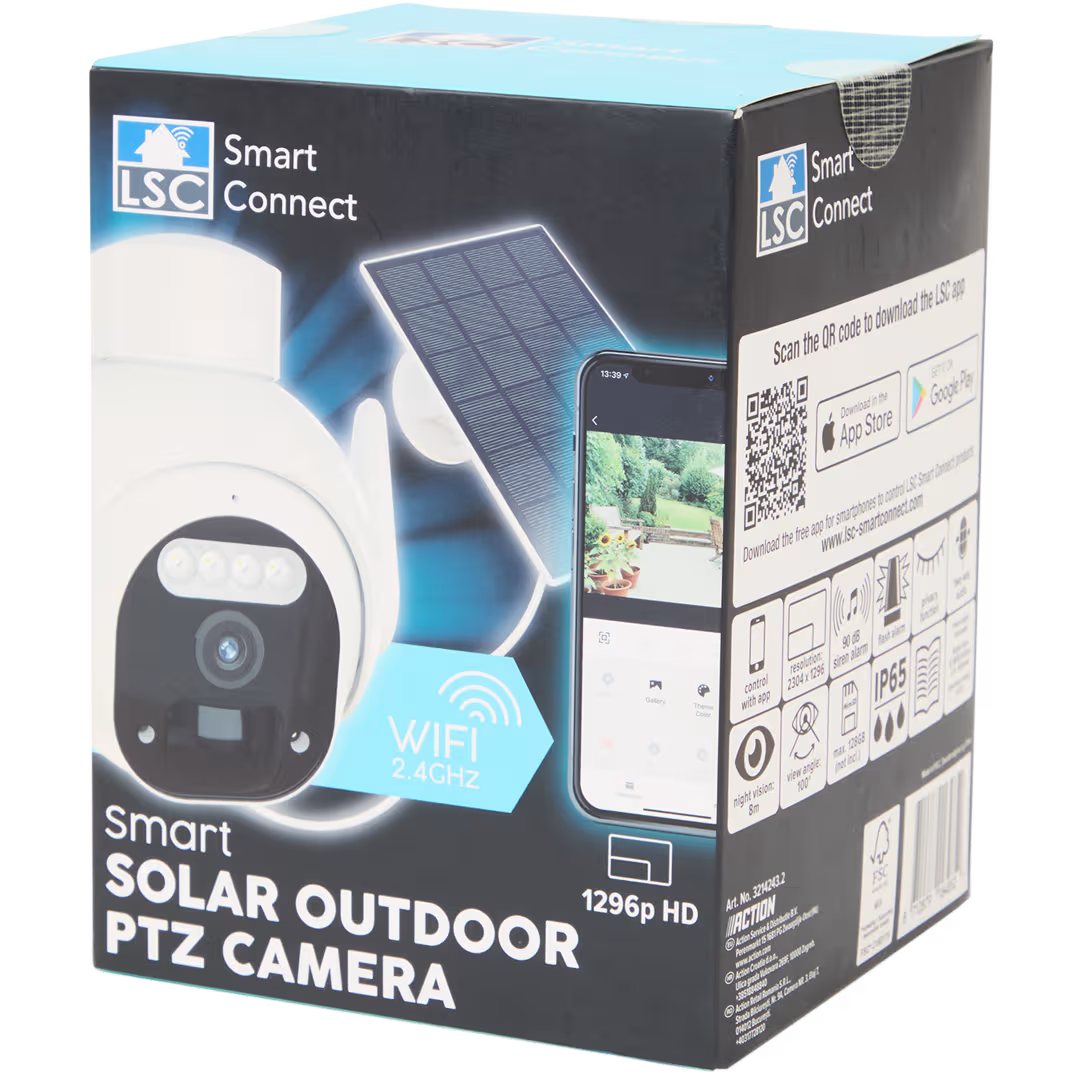 LSC Smart Connect Solarbetriebene Überwachung PTZ-Kamera 1296p HD mit Sirene / Flutlicht - Tuya App Elektroniktrade Switzerland