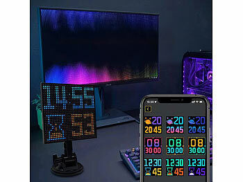 Luminea Digitales, programmierbares LED-Display, 32 x 32 LEDs, App, USB elektroniktrade Switzerland