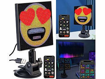 Luminea Digitales, programmierbares LED-Display, 32 x 32 LEDs, App, USB elektroniktrade Switzerland