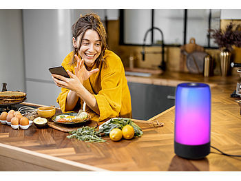 Luminea Home Control Luminea Home Control Tischlampe mit App: Smarte Stimmungsleuchte mit RGB-IC-LEDs, 15 Modi, WLAN, App, schwarz elektroniktrade Switzerland