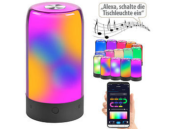 Luminea Home Control Luminea Home Control Tischlampe mit App: Smarte Stimmungsleuchte mit RGB-IC-LEDs, 15 Modi, WLAN, App, schwarz elektroniktrade Switzerland