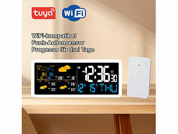 Luminea Home Control Luminea Home Control WLAN-Wetterstation mit Außensensor, Wettertrend, UV-Index, Uhr, App elektroniktrade Switzerland