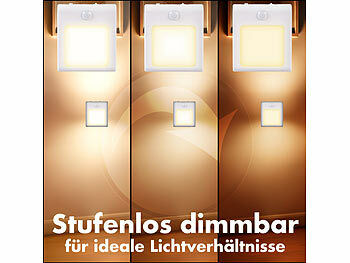 Lunartec 2er-Set Steckdosen-LED-Nachtlicht, dimmbar, Bewegungs- & Lichtsensor Elektroniktrade Switzerland
