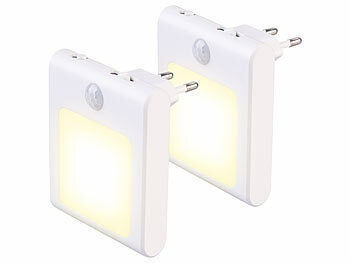 Lunartec 2er-Set Steckdosen-LED-Nachtlicht, dimmbar, Bewegungs- & Lichtsensor Elektroniktrade Switzerland