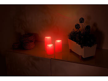 Lunartec 3er-Set dimmbare RGB-LED-Kerzen mit Timer & Fernbedienung, bunt, IP44 Elektroniktrade Switzerland