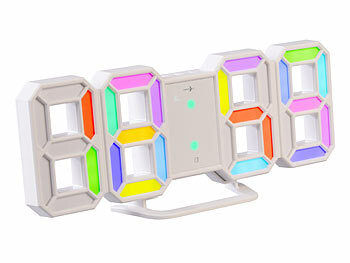 Lunartec Digitale USB-LED-Tisch- & Wanduhr, große 7-Segment-Ziffern, Wecker,RGB Elektroniktrade Switzerland