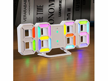 Lunartec Digitale USB-LED-Tisch- & Wanduhr, große 7-Segment-Ziffern, Wecker,RGB Elektroniktrade Switzerland